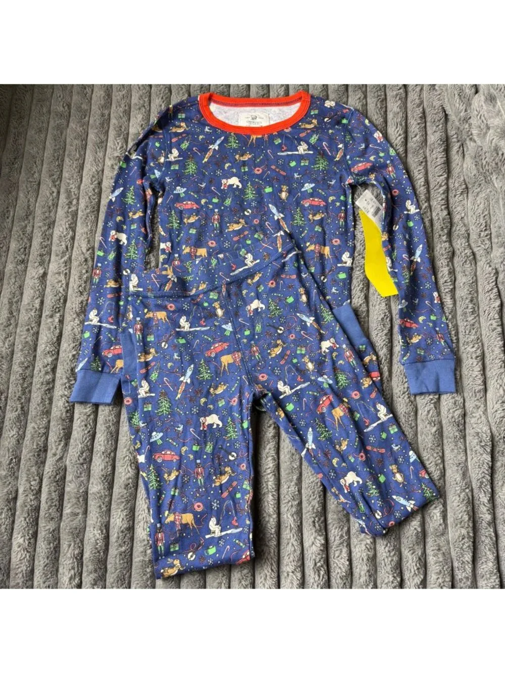 NWT J. Crew crewcuts Navy Winter Print Kids Pajama Set Size 10